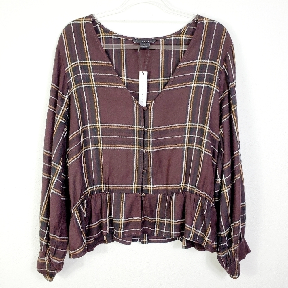 SANCTUARY PEPLUM BUTTON FRONT TOP